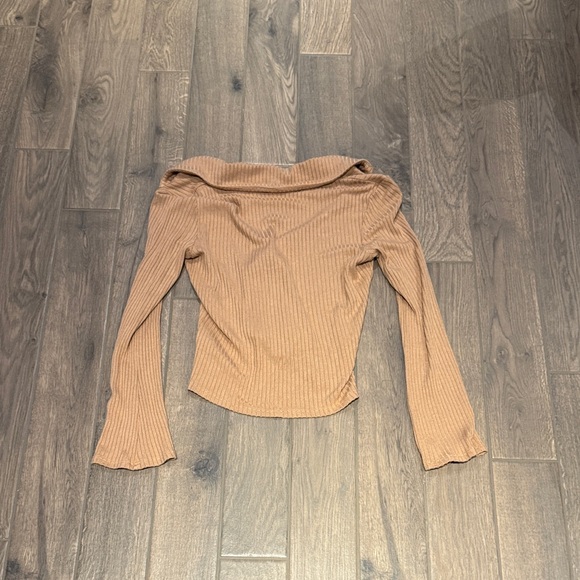 Reformation Ribbed Camel Button-Down Shirt - Picture 3 of 3